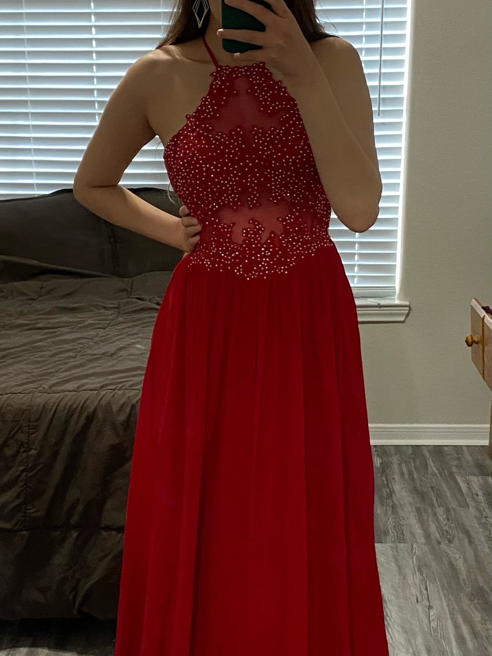 Red Halter Evening Dress